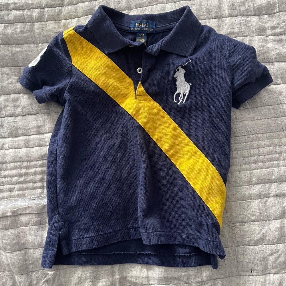 Polo by Ralph Lauren Kids Polo Shirt in Navy and Yellow